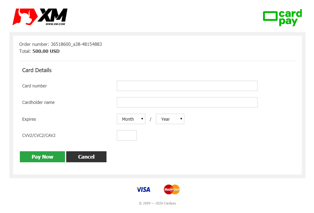 Thẻ tín dụng XM Việt Nam (Visa/Mastercad)